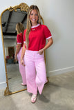 Poetic Love Puff Sleeve Sweater Red