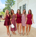 Shoulder Pad Season Romper Maroon