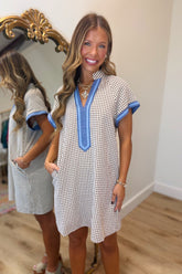 Partial to Plaid Dress Brown