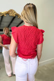 Red Flag Ruffled Sweater