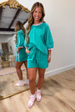 Varsity Stripe Short Set Green