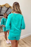 Varsity Stripe Short Set Green