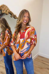 Sloan V Neck Top Multi Geo