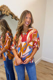 Sloan V Neck Top Multi Geo