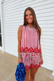 Nantucket Striped Short Set Red