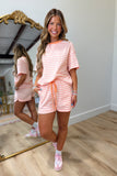 Pastel Peach 2 Piece Short Set
