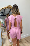 Sporty Scuba Open Back Romper Rose