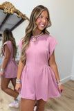 Sporty Scuba Open Back Romper Rose