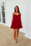 Roll Tide Shoulder Tie Romper Crimson