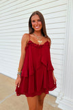 Roll Tide Shoulder Tie Romper Crimson