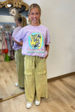 Dreamer Wild & Free Tiger Vintage Graphic Top Lavender