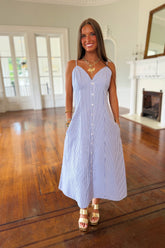 Victory Blues Striped Midi Dress