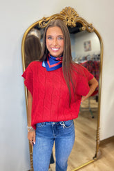 Cozy Cable Knit Sweater Red