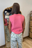 Simple Sleeveless Sweater Vest Pink