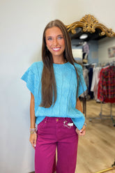 Cozy Cable Knit Sweater Blue