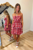 Nantucket Plaid Bow Dress Red