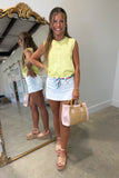 Geneva Button Front Sweater Tank Yellow