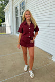 Boys of Fall Denim Set Maroon