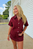 Boys of Fall Denim Set Maroon