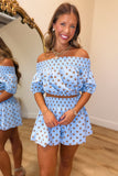 Polka Babe Off the Shoulder Set Brown