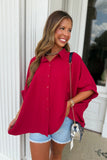 Friday Night Favorite Oversized Top Crimson
