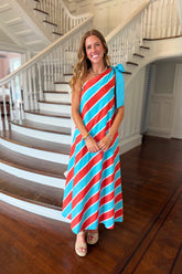 Striped Just Right One Shoulder Dress
