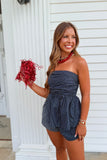 War Eagle Striped Strapless Set Navy
