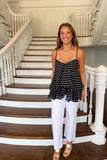 Go With the Flow Polka Dot Top Black