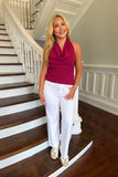 Cowl Neck Scarf Top Maroon
