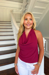 Cowl Neck Scarf Top Maroon