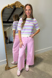 Pastel Prism Puff Sleeve Sweater