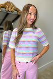 Pastel Prism Puff Sleeve Sweater