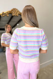 Pastel Prism Puff Sleeve Sweater