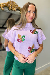 Fleur De Fab Sequin Sweater Vest Lavender