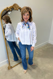 Renuar Pleat Accent Blouse White