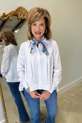 Renuar Pleat Accent Blouse White
