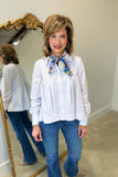 Renuar Pleat Accent Blouse White