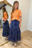 Crisp Morning Scallip Knit Cardigan Top Orange