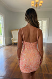 Crystal Kiss Sequin Homecoming Dress Orange