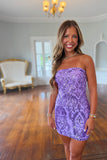 Diamond Dazzle Sequin Homecoming Dress Purple