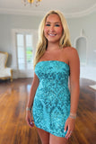 Diamond Dazzle Sequin Homecoming Dress Teal
