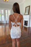 Crystal Corset Sequin Homecoming Dress White