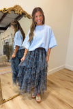 Fall Fest Short Sleeve Sweater Light Blue