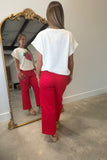 Spicy Scalloped Pocket Pants Red
