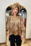 Umgee Yoke Blouse Brown Sheen