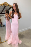 Aurora Glow Sequin Prom Dress Light Pink