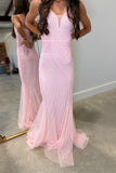 Aurora Glow Sequin Prom Dress Light Pink