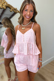 Summer of Eyelets Short Set Pink