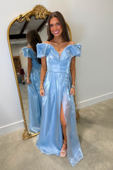 Ethereal Evening Organza Prom Dress Blue