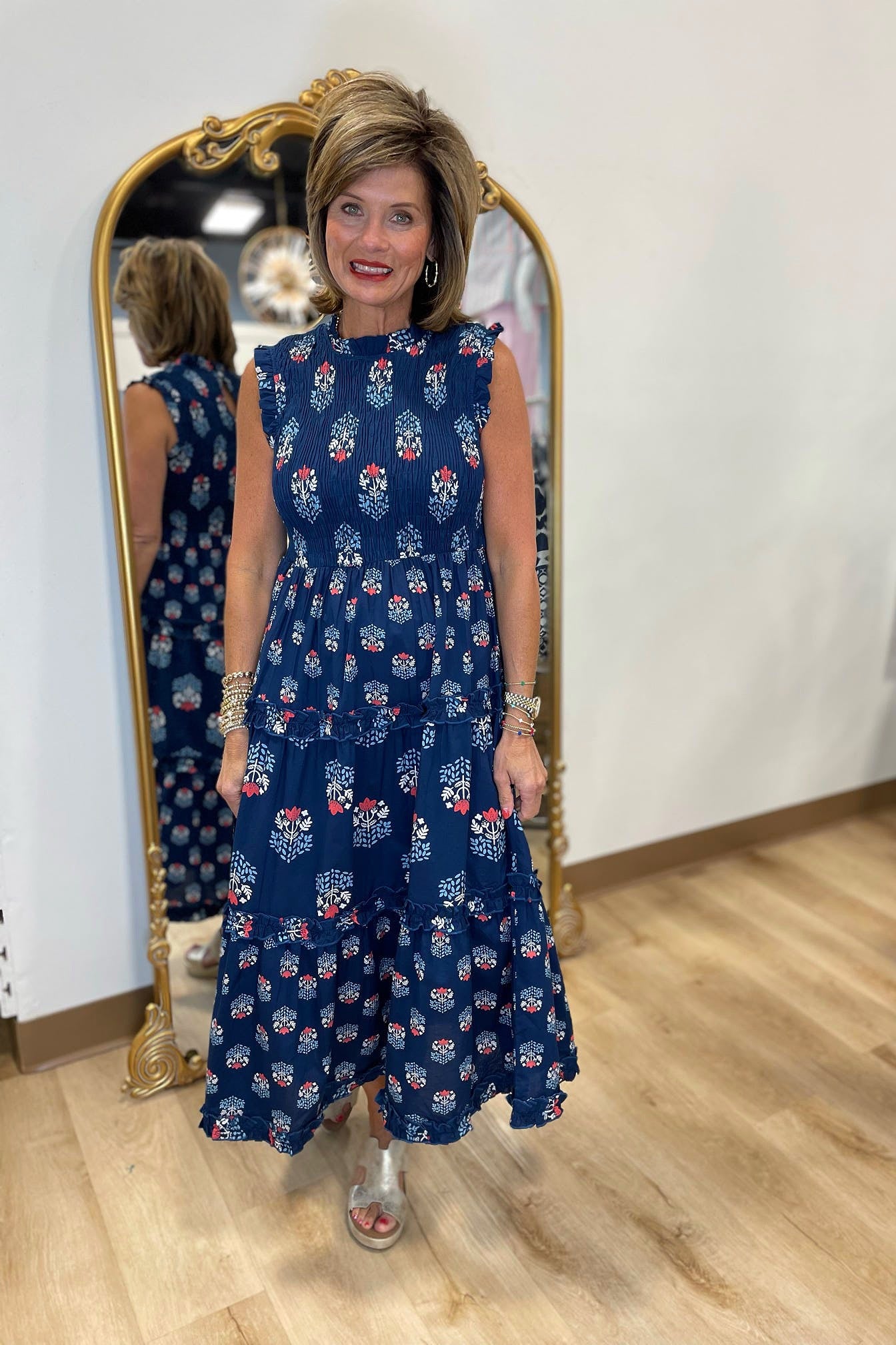 Mud Pie Ward Smocked Dress Navy – Expectations Too